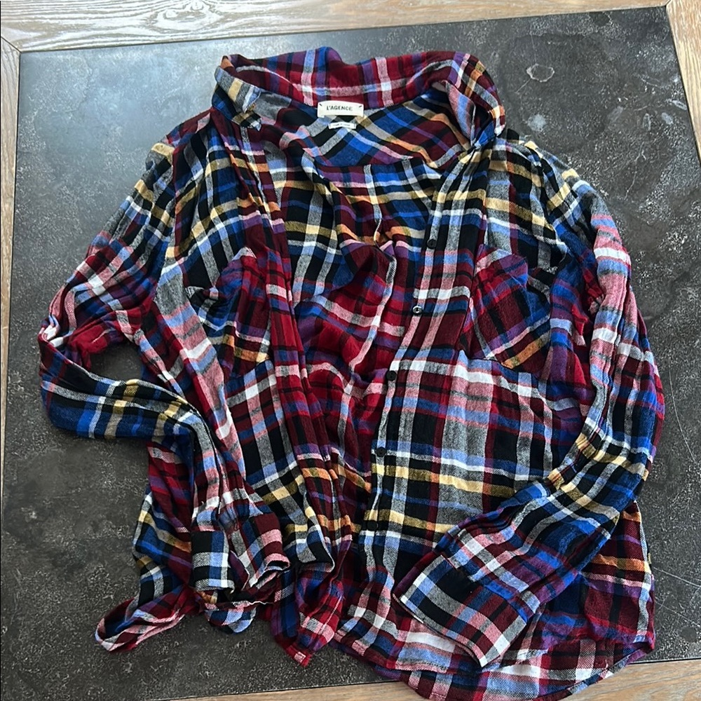 L’Agence Plaid Button-Up Shirt